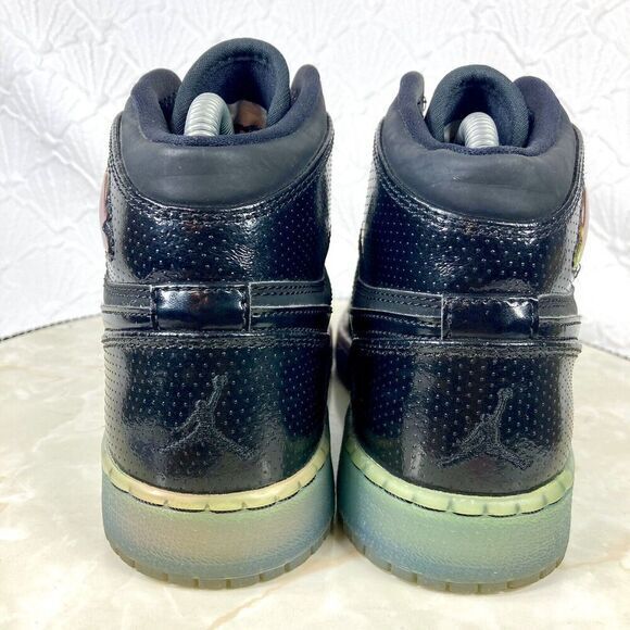 Nike Air Jordan 1 Retro Hi GS Sneakers Y (4.5) W(6) Black Fuchsia Athletic Shoes - Picture 10 of 14